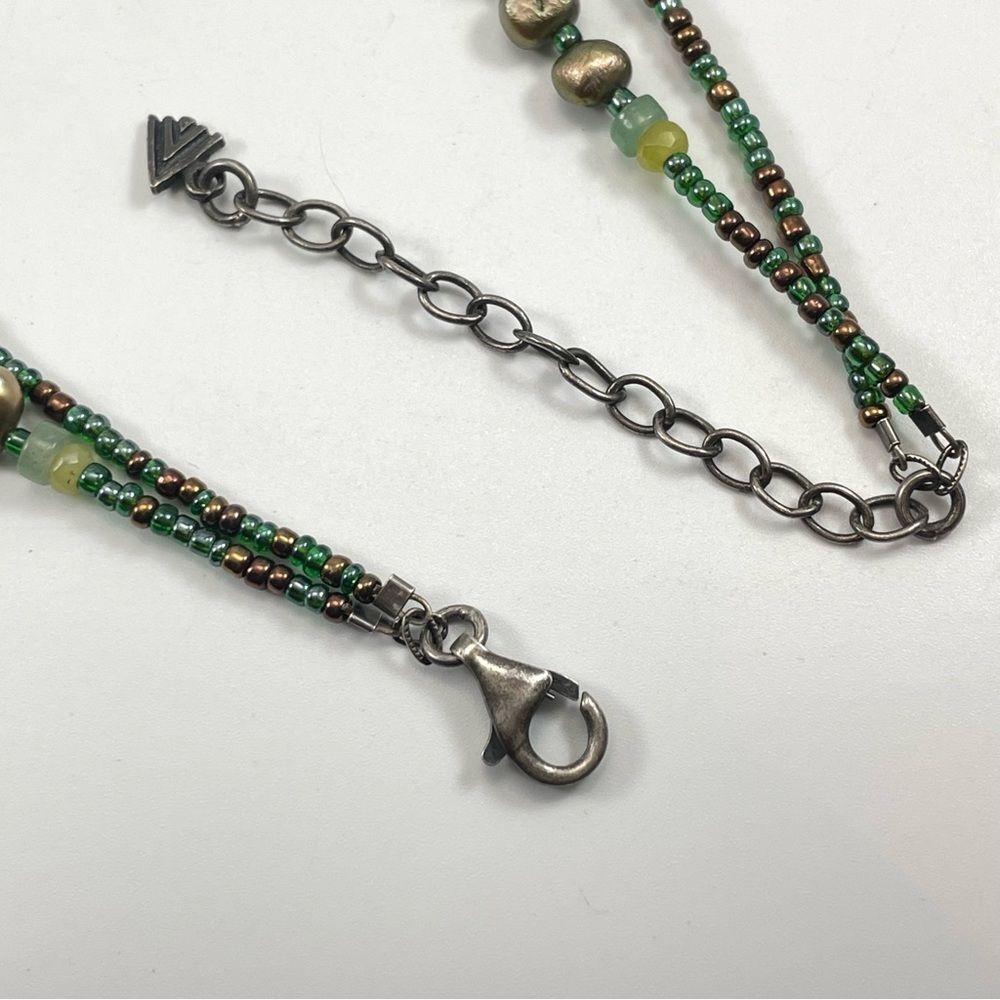 Silpada 3 Layer Sterling Silver Chain Seed Bead Green Pearl Necklace Statement - Picture 6 of 9